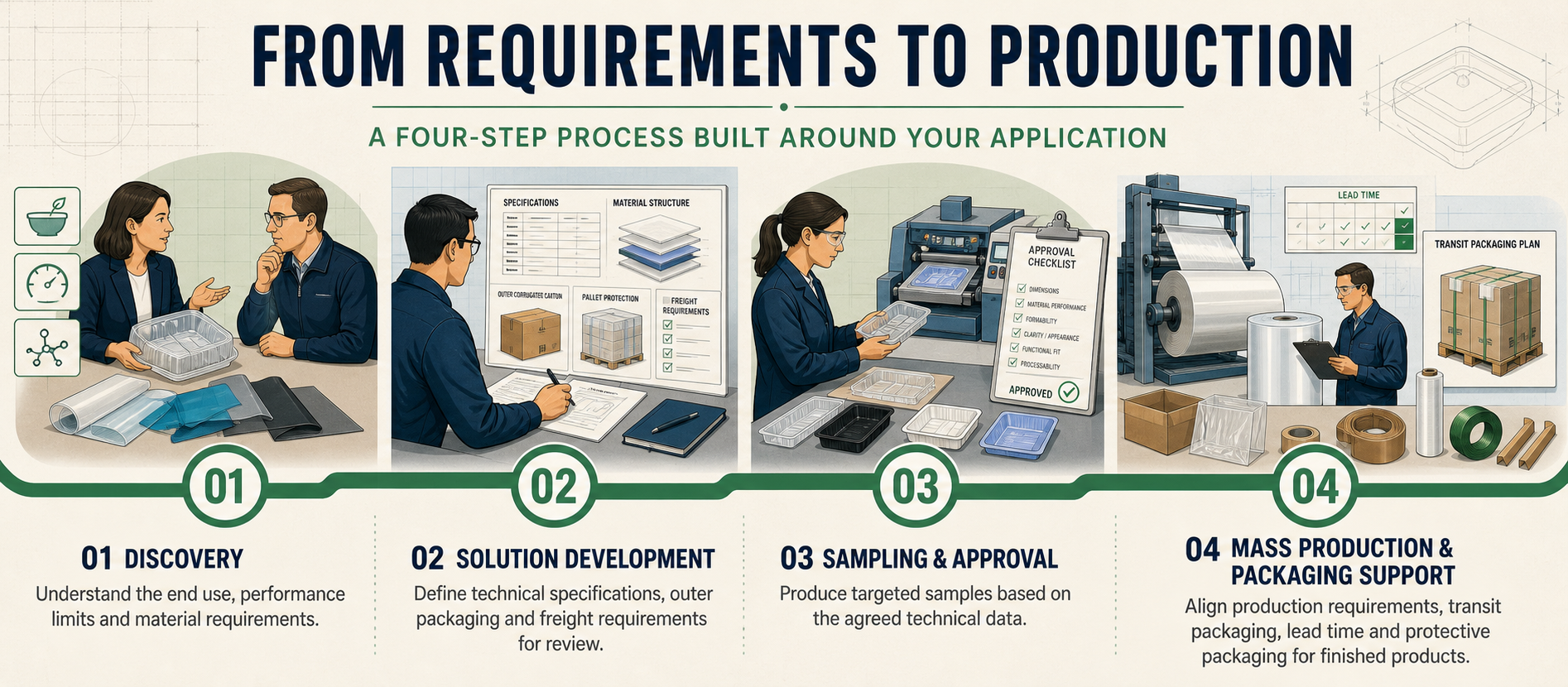 From requirements to production four-step workflow